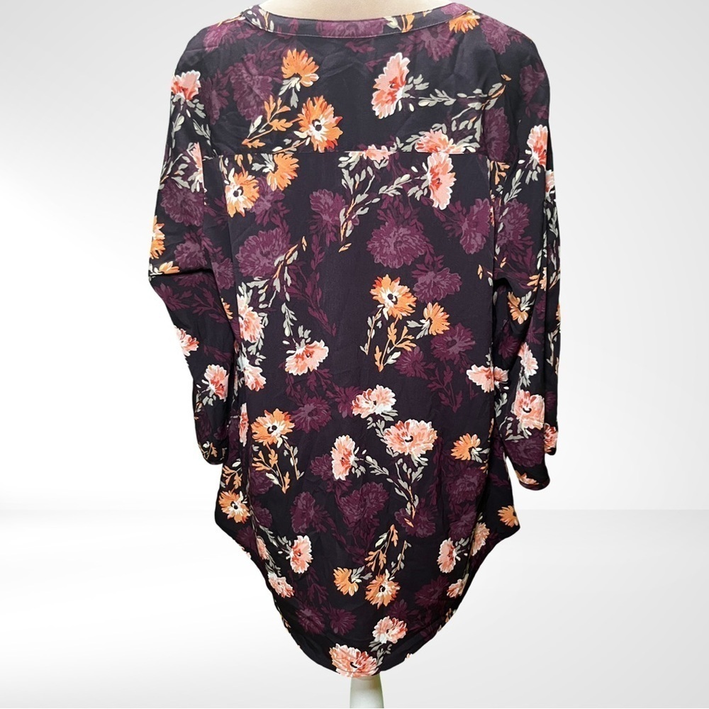 CROFT&BARROW Purple and Orange Button Down Long Sleeve Top with Pleating… - Picture 3 of 8